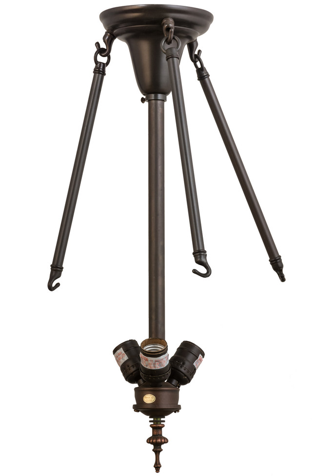 Meyda Tiffany - 115266 - Three Light Semi Flush w/Rods Hardware - Traditional - Craftsman Brown
