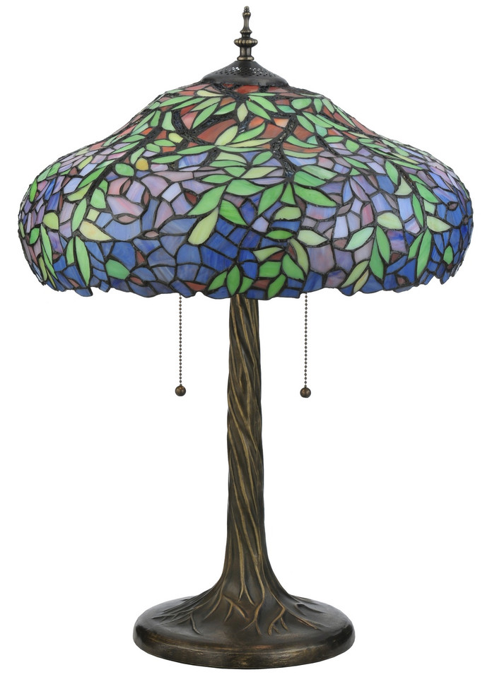 Meyda Tiffany - 119674 - Three Light Table Lamp - Duffner & Kimberly Laburnum - AntiqueMahogany Bronze