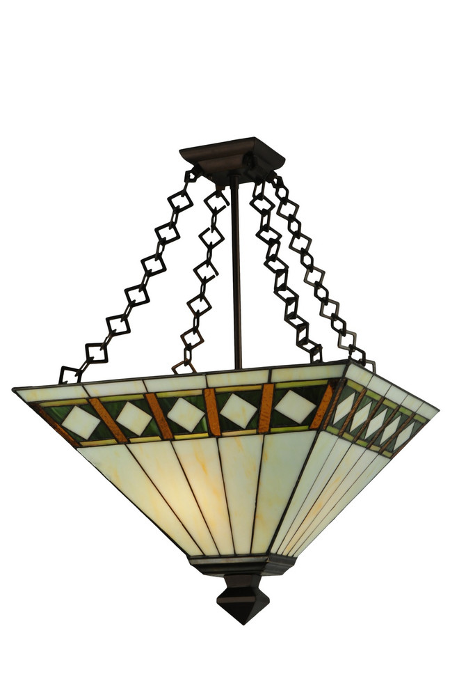 Meyda Tiffany - 130792 - Two Light Semi-Flushmount - Diamond Band Mission - Mahogany Bronze