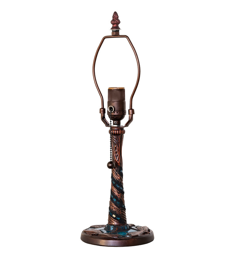 Meyda Tiffany - 17228 - One Light Table Base - Twisted Fly - Magogany Bronze/Blue Mosaic Glass