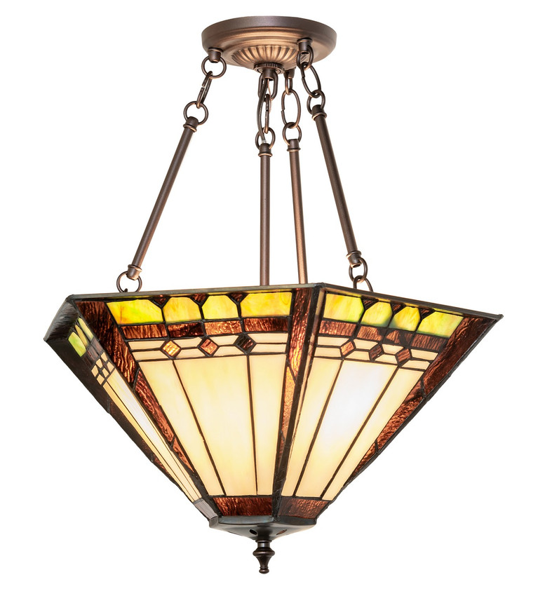 Meyda Tiffany - 262190 - Three Light Semi-Flushmount - Albuquerque - Mahogany Bronze