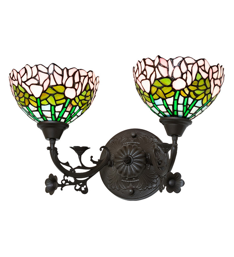 Meyda Tiffany - 263351 - Two Light Wall Sconce - Tiffany Cabbage Rose - Mahogany Bronze
