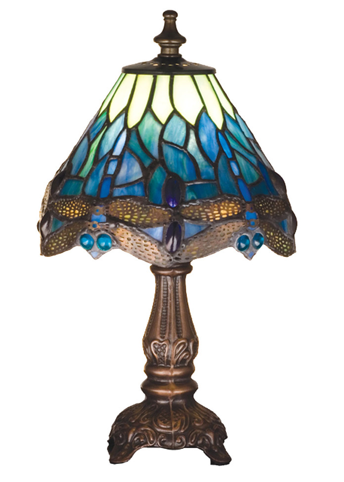 Meyda Tiffany - 26597 - One Light Mini Lamp - Tiffany Hanginghead Dragonfly - Mahogany Bronze