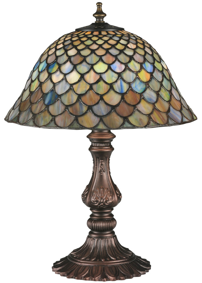 Meyda Tiffany - 26673 - One Light Accent Lamp - Fishscale - Mahogany Bronze And Craftsman Brown Highlights