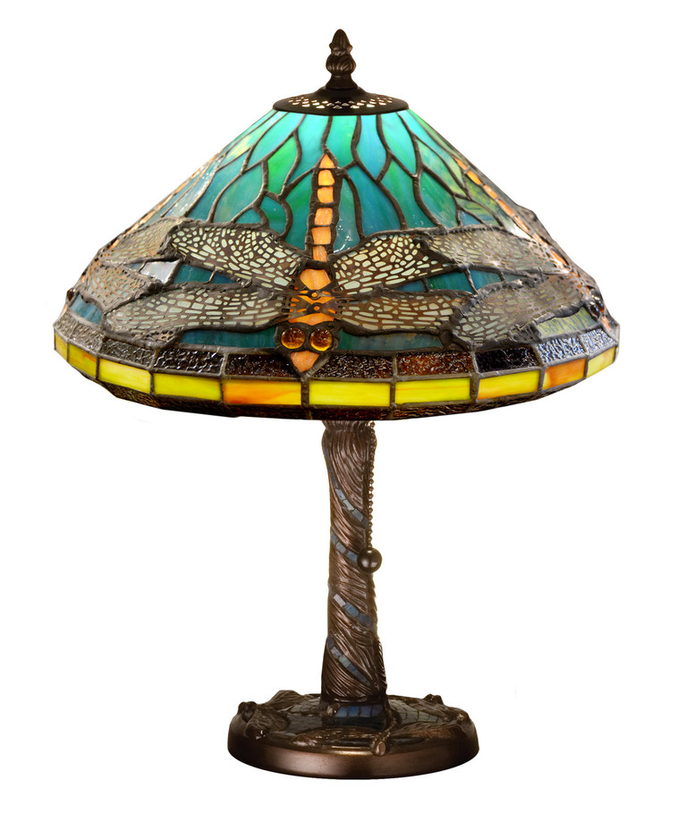 Meyda Tiffany - 26683 - One Light Accent Lamp - Tiffany Dragonfly - Magogany Bronze/Blue Mosaic Glass