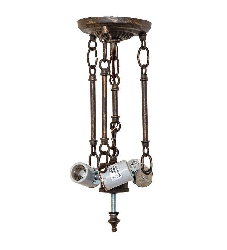 Meyda Tiffany - 293734 - Three Light Semi-Flush Mount Hardware - Classic - Antique Brass Matte