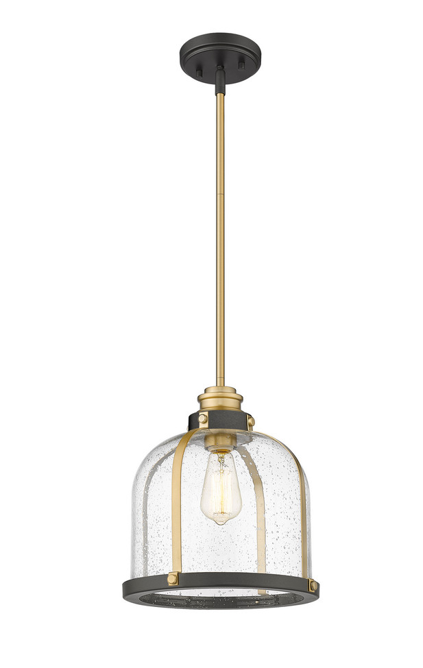 Z-Lite - 337P12BRZ+HB - One Light Pendant - Burren - Bronze + Brass