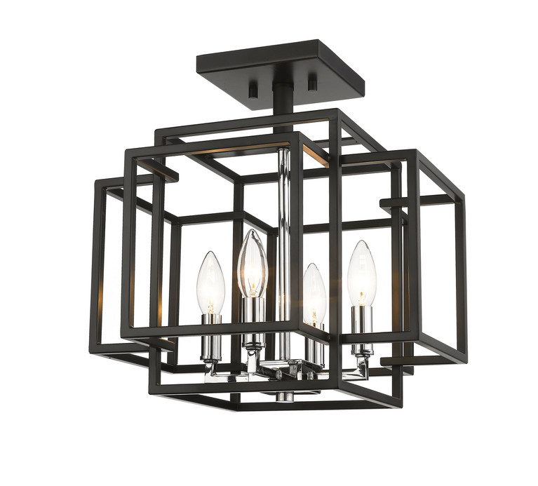 Z-Lite - 454SF-BK-CH - Four Light Semi Flush Mount - Titania - Black + Chrome