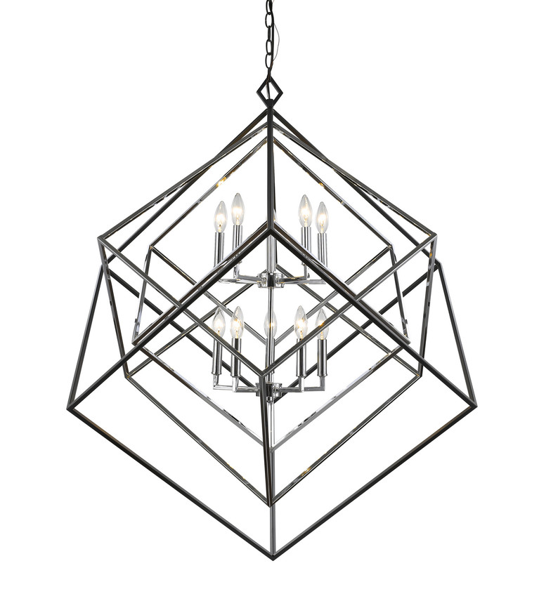Z-Lite - 457-10CH-MB - Ten Light Chandelier - Euclid - Chrome + Matte Black
