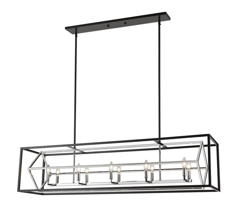 Z-Lite - 457-10L-CH-MB - Ten Light Linear Chandelier - Euclid - Chrome + Matte Black