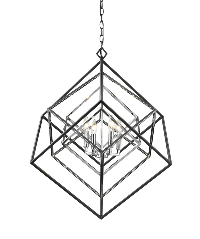 Z-Lite - 457-4CH-MB - Four Light Chandelier - Euclid - Chrome + Matte Black