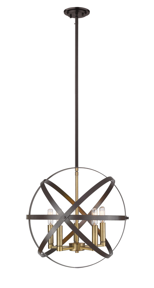 Z-Lite - 463-18HBRZ-OBR - Five Light Pendant - Cavallo - Hammered Bronze + Olde Brass