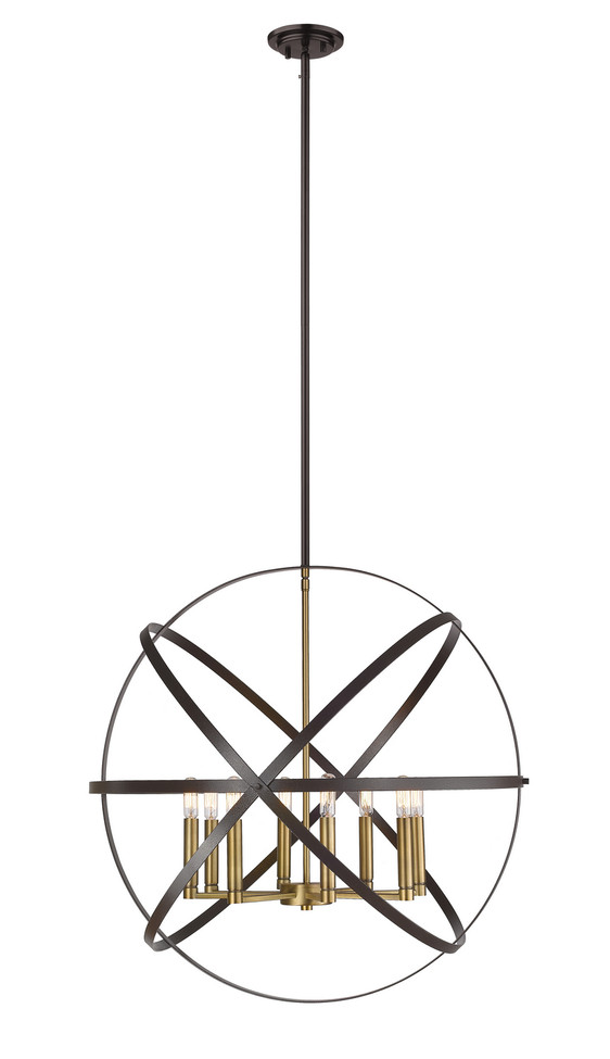 Z-Lite - 463-30HBRZ-OBR - Eight Light Chandelier - Cavallo - Hammered Bronze + Olde Brass