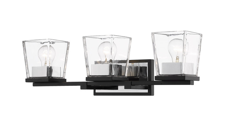 Z-Lite - 475-3V-MB-CH - Three Light Vanity - Bleeker Street - Matte Black + Chrome