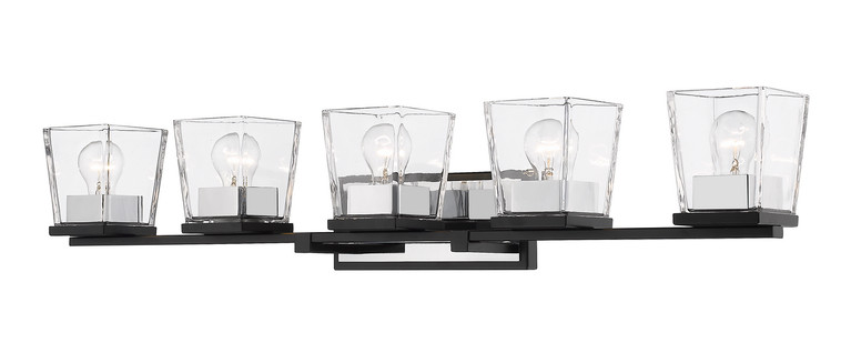 Z-Lite - 475-5V-MB-CH - Five Light Vanity - Bleeker Street - Matte Black + Chrome