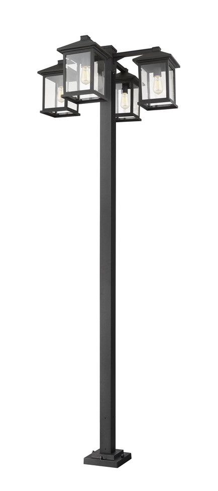 Z-Lite - 531-4-536P-BK - Four Light Outdoor Post Mounted Fixture - Portland - Black