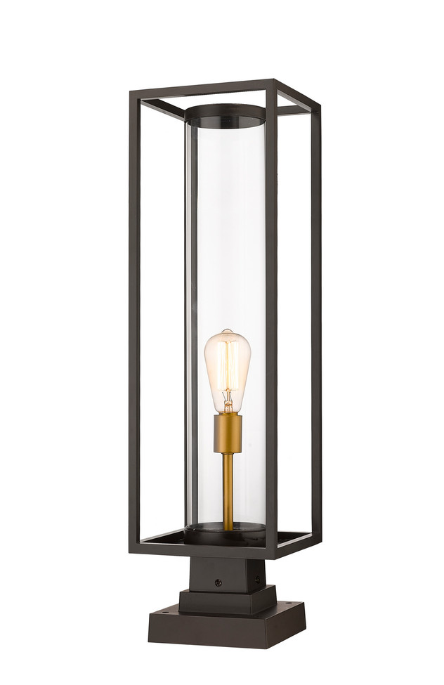 Z-Lite - 584PHBS-SQPM-DBZ - One Light Outdoor Pier Mounted Fixture - Dunbroch - Deep Bronze + Outdoor Brass