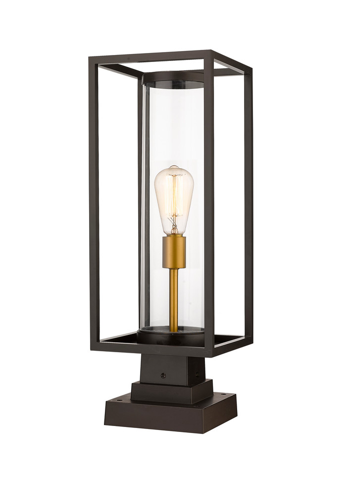 Z-Lite - 584PHMS-SQPM-DBZ - One Light Outdoor Pier Mounted Fixture - Dunbroch - Deep Bronze + Outdoor Brass