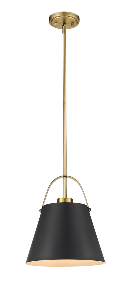 Z-Lite - 726P-MB+HBR - One Light Pendant - Z-Studio - Matte Black + Heritage Brass