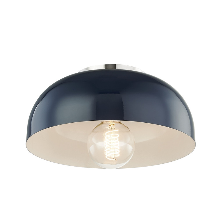 Mitzi - H199501S-PN/NVY - One Light Flush Mount - Avery - Polished Nickel