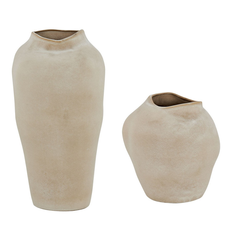 Uttermost - 18320 - Vases S/2 - Shadow Play - Semi-matte Buff-colored Glaze