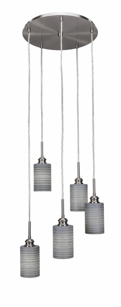 Toltec Lighting - 1175-BN-4062 - Five Light Cluster Pendalier - Edge - Brushed Nickel