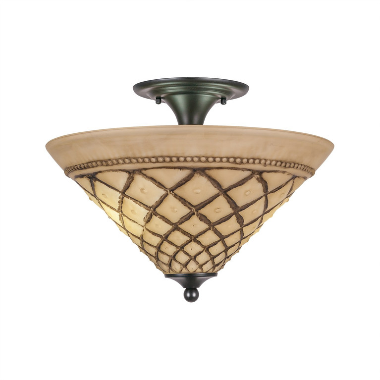 Toltec Lighting - 121-MB-718 - Two Light Semi-Flush Mount - Any - Matte Black
