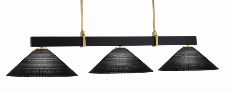 Toltec Lighting - 1253-MBNAB-4019 - Three Light Billiard/Island - Wellington - Matte Black & New Age Brass