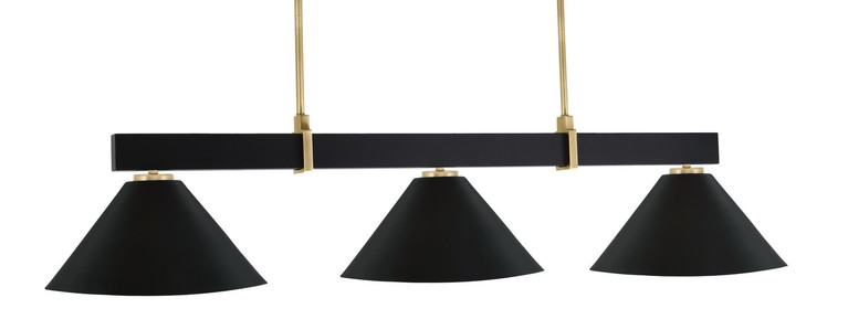 Toltec Lighting - 1253-MBNAB-420-MB - Three Light Bar - Wellington - Matte Black & New Age Brass