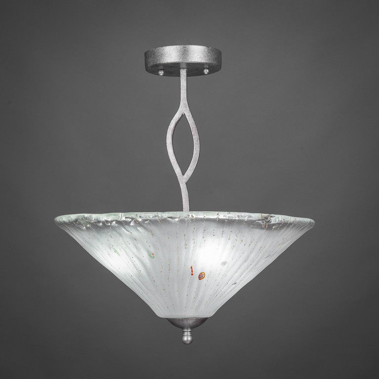 Toltec Lighting - 242-AS-711 - Three Light Semi-Flush Mount - Revo - Aged Silver