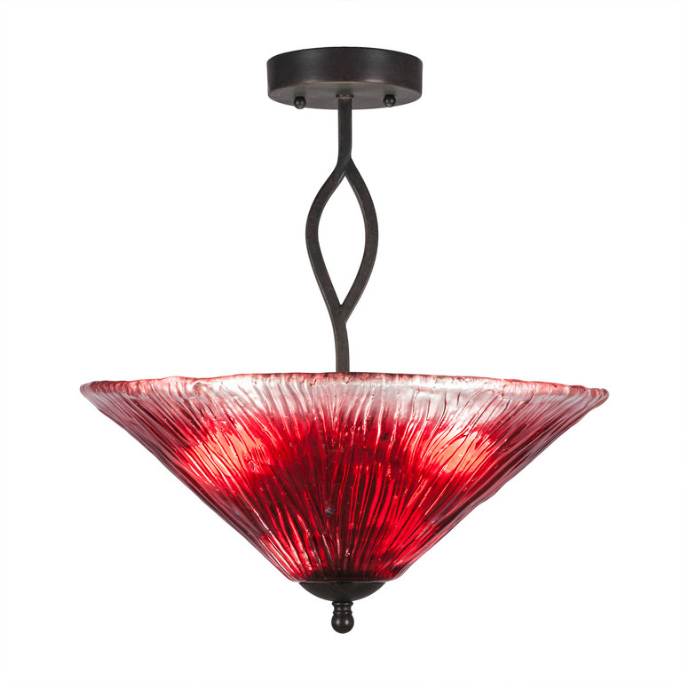 Toltec Lighting - 242-DG-716 - Three Light Semi-Flush Mount - Revo - Dark Granite