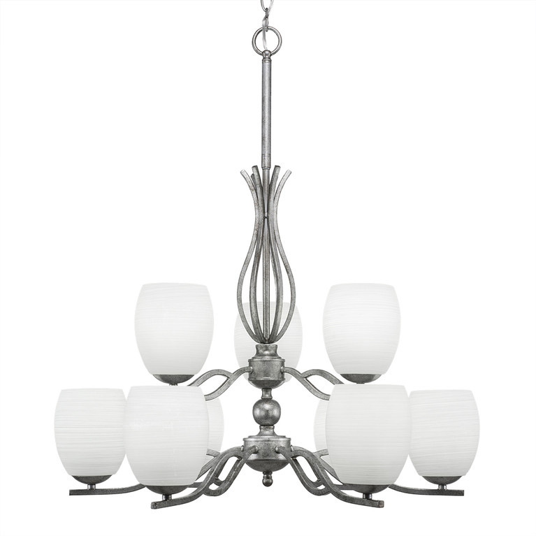 Toltec Lighting - 249-AS-615 - Nine Light Chandelier - Revo - Aged Silver