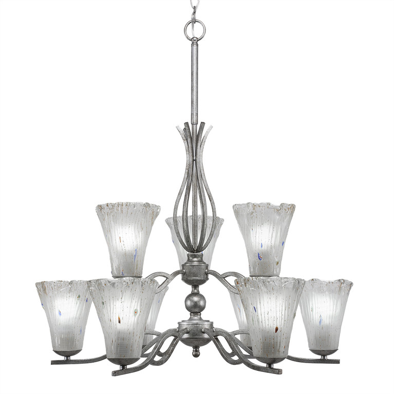 Toltec Lighting - 249-AS-721 - Nine Light Chandelier - Revo - Aged Silver