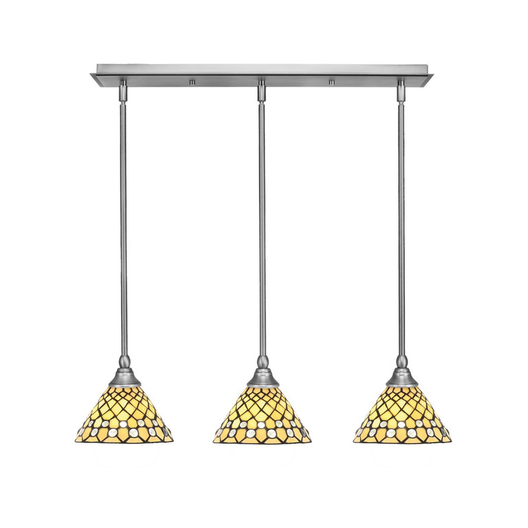 Toltec Lighting - 25-BN-9415 - Three Light Linear Pendalier - Stem - Brushed Nickel
