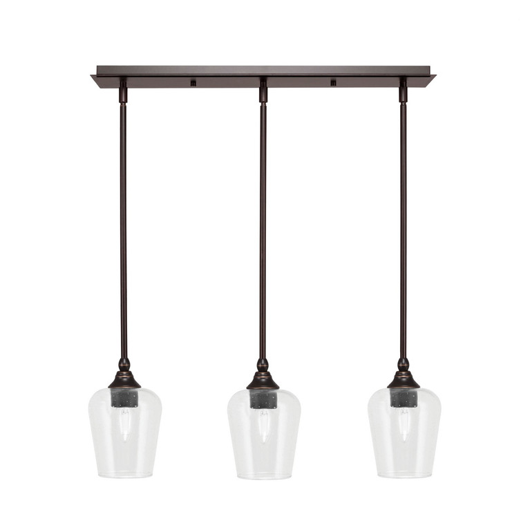Toltec Lighting - 25-DG-210 - Three Light Linear Pendalier - Stem - Dark Granite