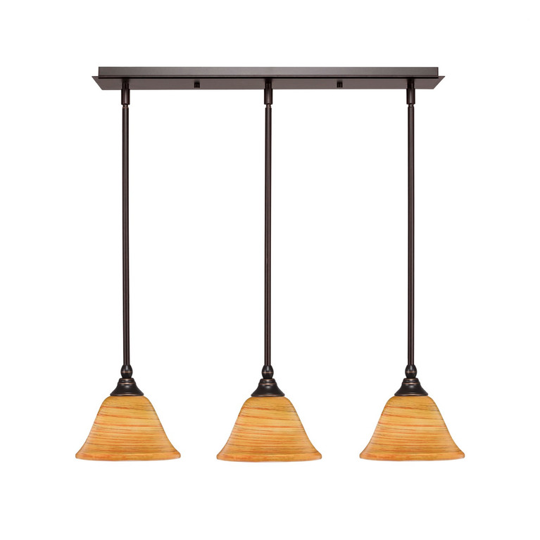 Toltec Lighting - 25-DG-454 - Three Light Linear Pendalier - Any - Dark Granite