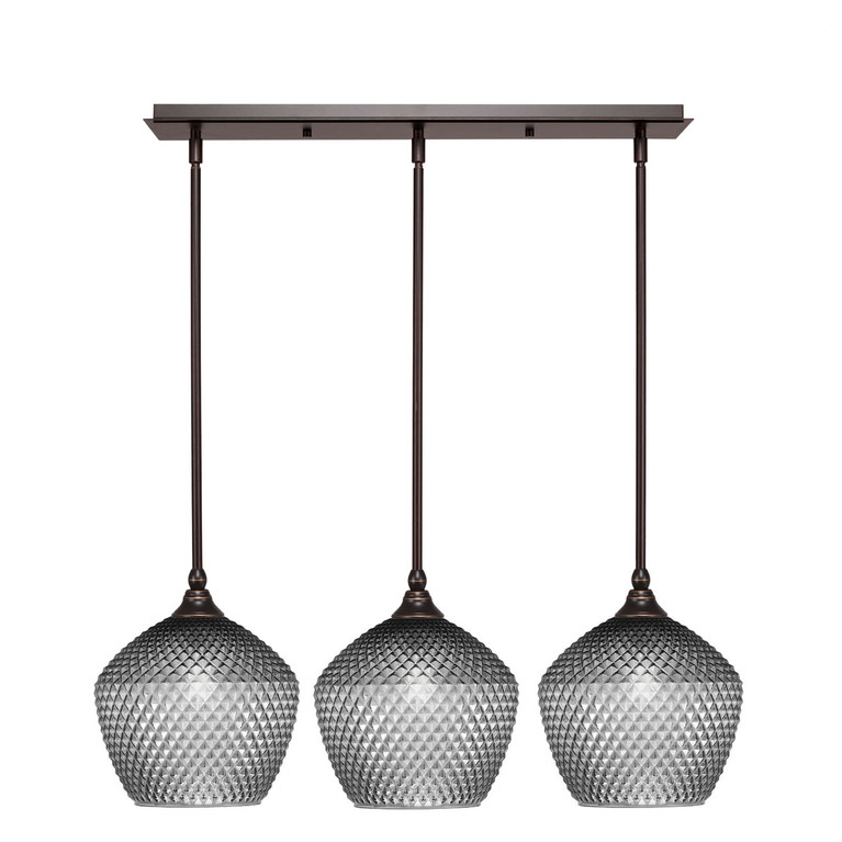 Toltec Lighting - 25-DG-4922 - Three Light Linear Pendalier - Stem - Dark Granite