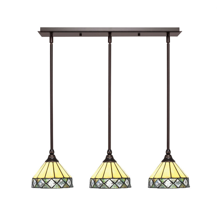 Toltec Lighting - 25-DG-9405 - Three Light Linear Pendalier - Stem - Dark Granite