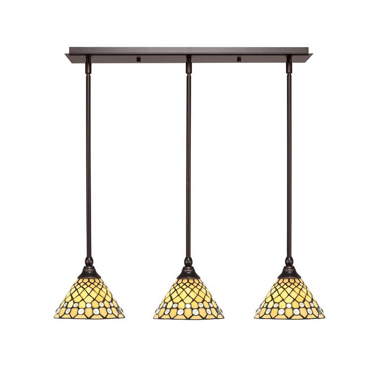 Toltec Lighting - 25-DG-9415 - Three Light Linear Pendalier - Stem - Dark Granite