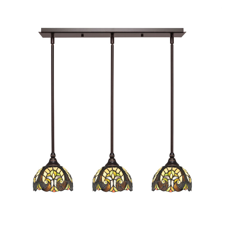 Toltec Lighting - 25-DG-9945 - Three Light Linear Pendalier - Any - Dark Granite