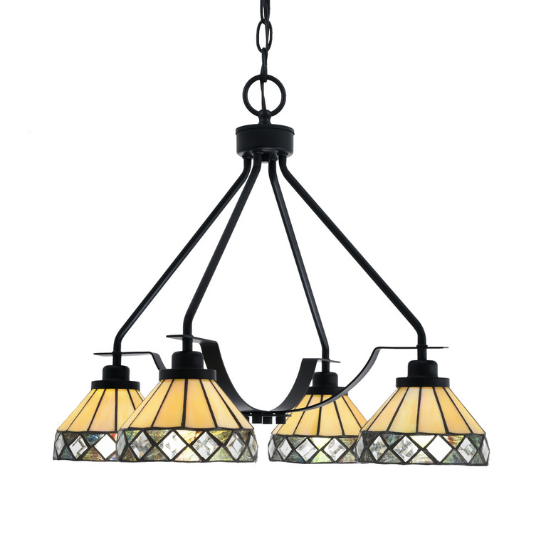 Toltec Lighting - 2604-MB-9405 - Four Light Chandelier - Odyssey - Matte Black