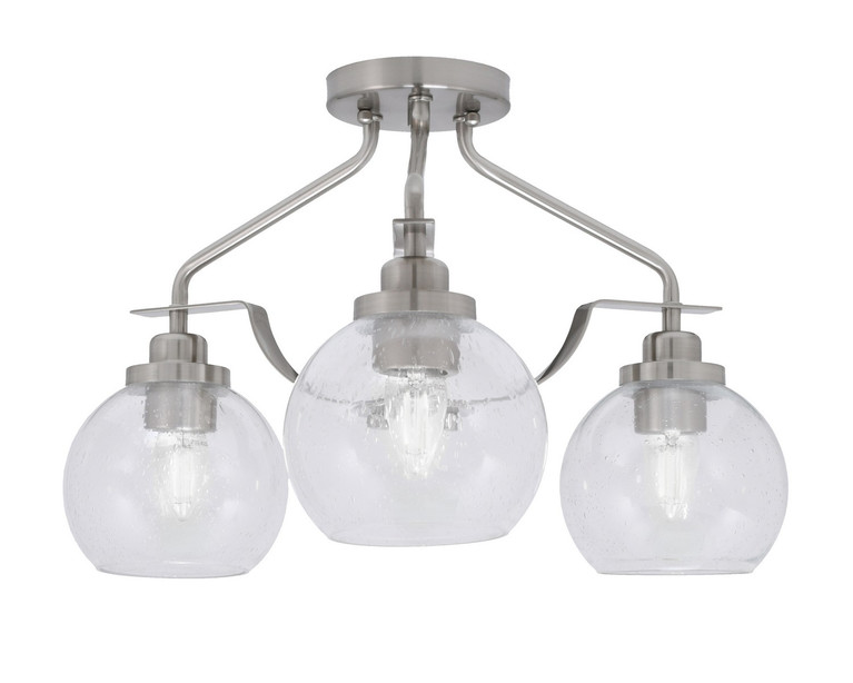 Toltec Lighting - 2607-BN-4100 - Three Light Semi-Flush Mount - Odyssey - Brushed Nickel