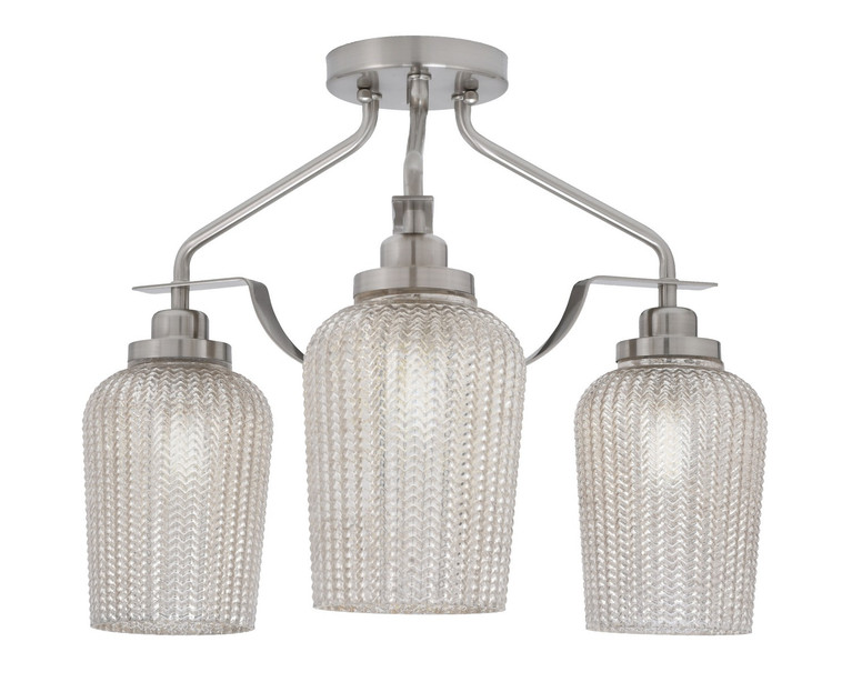 Toltec Lighting - 2607-BN-4253 - Three Light Semi-Flush Mount - Odyssey - Brushed Nickel