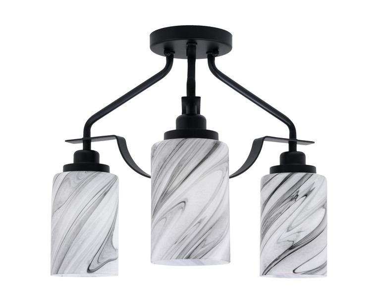 Toltec Lighting - 2607-MB-3009 - Three Light Semi-Flush Mount - Odyssey - Matte Black