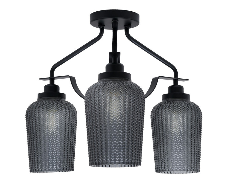 Toltec Lighting - 2607-MB-4252 - Three Light Semi-Flush Mount - Odyssey - Matte Black