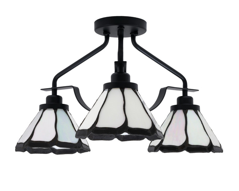 Toltec Lighting - 2607-MB-9125 - Three Light Semi-Flush Mount - Odyssey - Matte Black