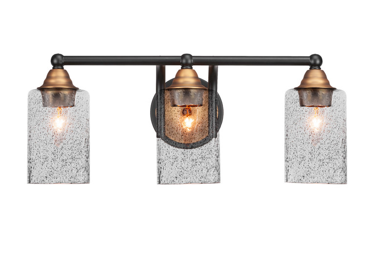 Toltec Lighting - 3423-MBBR-3002 - Three Light Bath Bar - Paramount - Matte Black & Brass