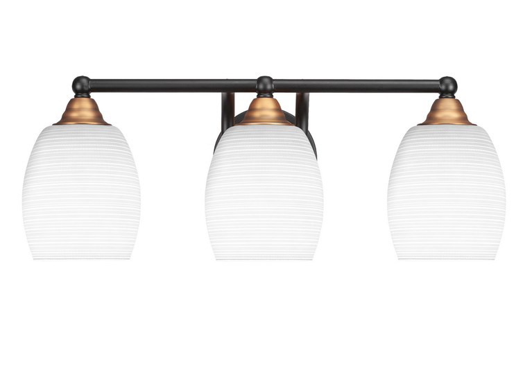 Toltec Lighting - 3423-MBBR-4021 - Three Light Bath Bar - Paramount - Matte Black & Brass