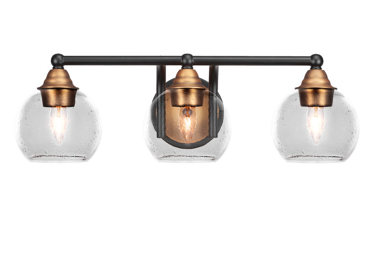 Toltec Lighting - 3423-MBBR-4100 - Three Light Bath Bar - Paramount - Matte Black & Brass