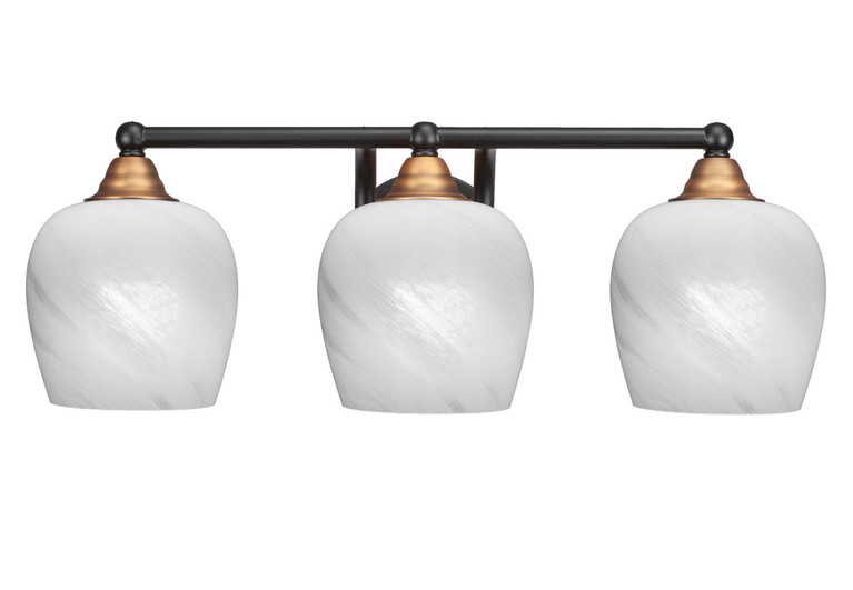 Toltec Lighting - 3423-MBBR-4811 - Three Light Bath Bar - Paramount - Matte Black & Brass